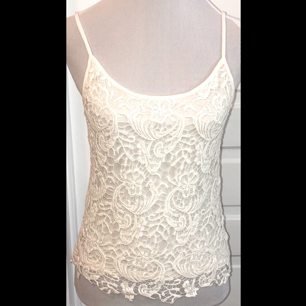 Mossimo Crochet Lace Front Sleeveless Camisole Tank Top, Sz Sm